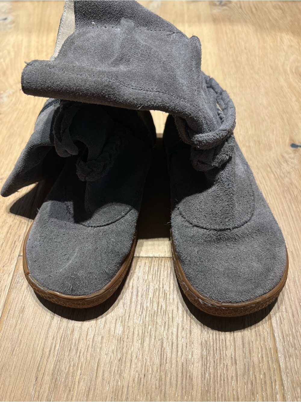 Livie and Luca Kids Gray and Purple Suede Booties, Size 12